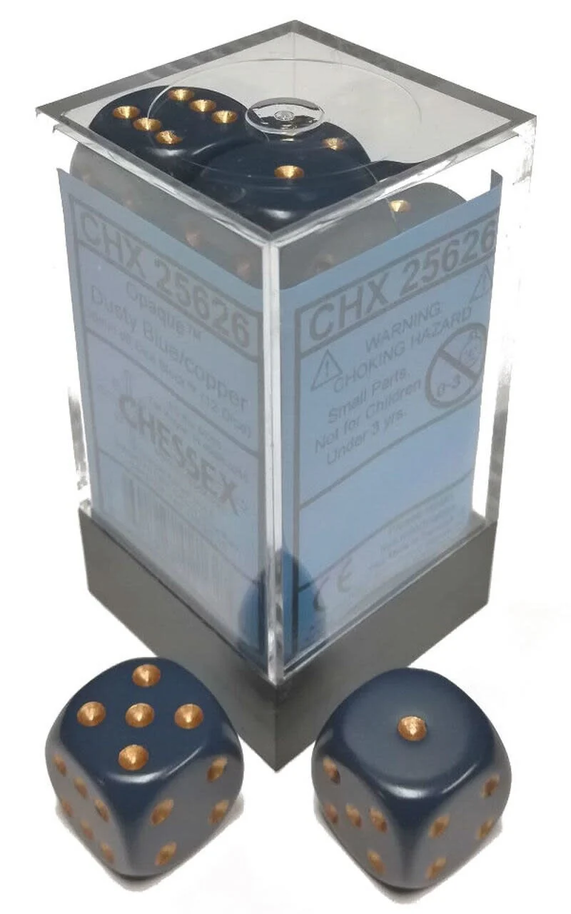 Chessex: Opaque Dusty Blue/Cppr Set of 12 D6 Dice